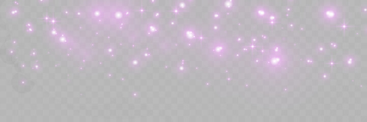 Wall Mural - purple glowing light sparks on a transparent background, creating an abstract, luminous, and atmosph