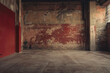 © AlfredoGiordano - close up horizontal image of worn walls inside an empty warehouse, mockup space