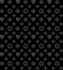 Wall Mural - Luxury Monogram Pattern Black for Bags, Clothing, Curtains, Pillows, Table Linens, and Surfaces