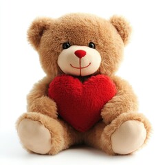 Wall Mural - Adorable Fluffy Bear Holding a Heart, Perfect Gift of Love and Cuteness