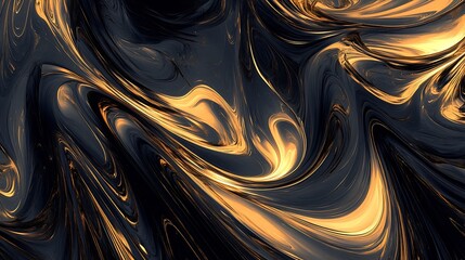 Aufkleber - Elegant Swirling Abstract Artwork in Warm Gold and Deep Black Tones for Modern Interior Design : Generative AI
