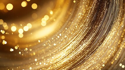 Fototapete - Abstract Golden Spiral with Radiant Light and Glittering Sparkles Background : Generative AI