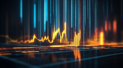 Poster - Data Analysis with Dynamic Neon Graphs and Futuristic Digital Interface : Generative AI