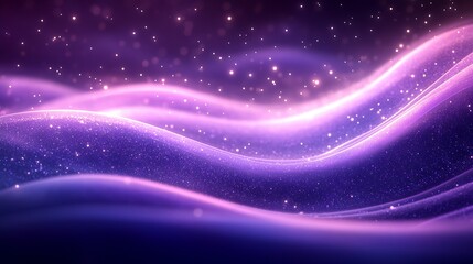 Aufkleber - Magical Purple Cosmic Waves with Glowing Glitter and Stars : Generative AI