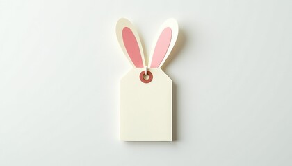 Poster - Modern Easter price tag with bunny ears and minimal design on white surface