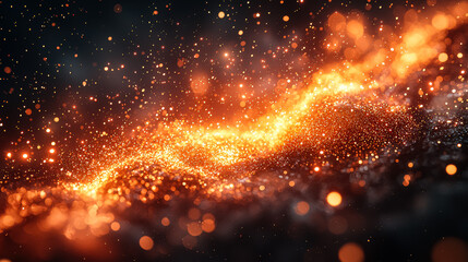 Wall Mural - the image is a blurry, orange and black photo of a starry sky. the stars are scattered throughout th