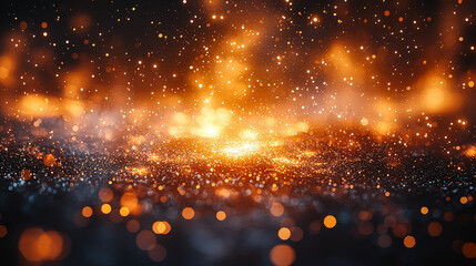 Wall Mural - the image is a blurry, orange and blue background with a lot of small, bright dots. the dots are sca