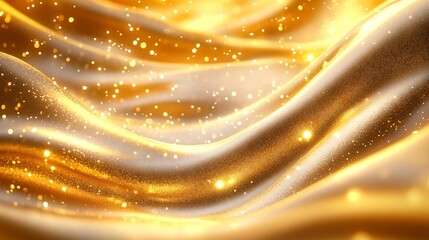 Leinwandbilder - Glistening Golden Fabric with Sparkling Light for Elegant and Stylish Backgrounds : Generative AI