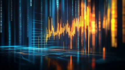 Fototapete - Innovative Financial Data Insights with Luminous Graphical Interface : Generative AI