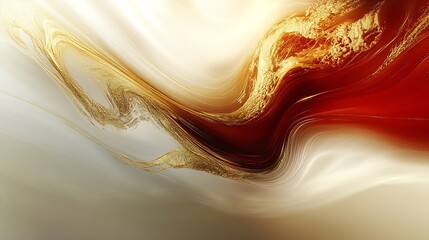 Aufkleber - Elegant Liquid Gold and Red Abstract Swirls in Dynamic Motion of Modern Fluid Art : Generative AI