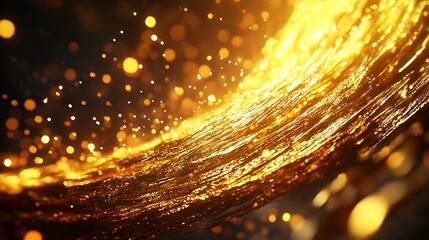Fototapete - Glittering gold abstract background with golden lights and sparkles creating a festive magical atmosphere : Generative AI