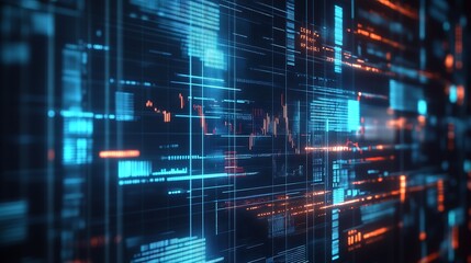 Poster - Futuristic Digital Data Visualization with Abstract Interface Elements : Generative AI