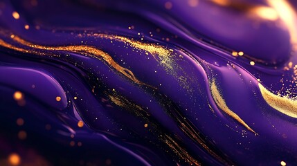 Aufkleber - Golden and Purple Swirls Creating an Abstract Luxurious Art Background : Generative AI