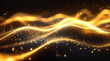 Leinwandbilder - Shimmering Golden Waves with Dynamic Radiance and Breathtaking Light Flow : Generative AI