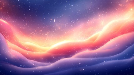 Aufkleber - Mystical Neon Light Waves Under a Star Filled Sky Illusionary Background for Abstract and Cosmic Art Needs : Generative AI