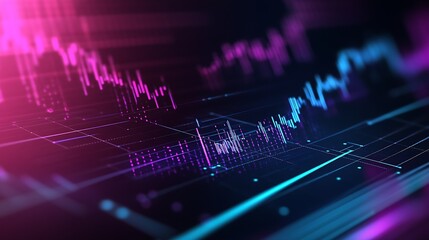 Poster - Vibrant Digital Market Analysis with Glowing Graphs and Trend Lines : Generative AI