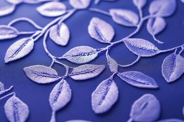 Wall Mural - Intricate plum lace fabric with delicate lilac embroidery on a dark background creating a luxurious atmosphere