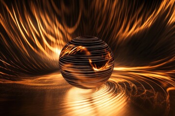 Leinwandbilder - Spinning globe illuminated by glowing contour lines showcasing movement and energy in a dynamic visual representation. Generative AI