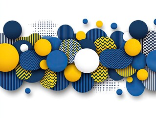 Abstract geometric background with colorful circles and patterns in blue and yellow tones for modern design