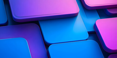 Wall Mural - rounded corner rectangles creating modern abstract background with blue and purple gradient