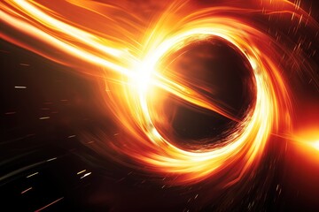 Wall Mural - powerful black hole absorbing light and energy in deep space with glowing orange accretion disk and 