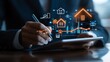 © Tondone - A professional analyzing real estate data with a digital tablet, showcasing innovative technology in property management