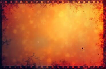 Leinwandbilder - Dusty, grungy film negative texture. Orange, reddish tones. Old filmstrip format. Film reel background. Analog photographic distressed effect. Grunge vintage look. Perforated edges, scratches.