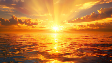 Poster - golden rays ocean