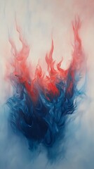 Wall Mural - abstract representation of flames in artistic blue and red swirl