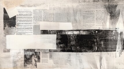 Poster - Vintage newspaper clippings overlapping to create a textured and layered composition full of history and intrigue. Generative AI