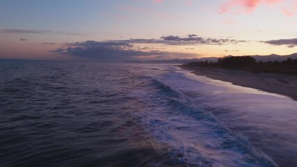 Wall Mural - The Romantic Ocean With Clouds And Orange Sky For Lovers