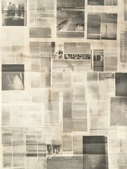 Poster - Collection of overlapping vintage newspaper clippings showcasing historical events and images from various locations and eras. Generative AI