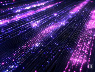 Wall Mural - Abstract 3D Background with Glowing Lines and Particles Flows Dynamically in Purple and Pink Hues