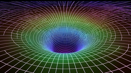 Abstract Digital Vortex Grid Rainbow Hues