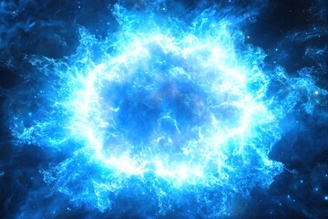 bright blue cosmic energy burst, nebula cloud.