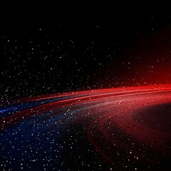 Wall Mural - Abstract Red and Blue Particles Flowing Smoothly Across a Dark Background with White Dots