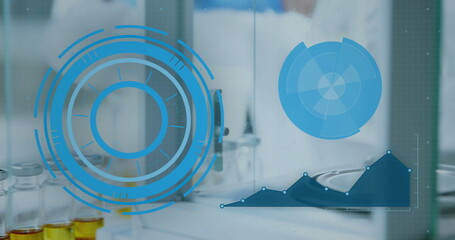 Canvas Print - image of data processing over scientific laboratory