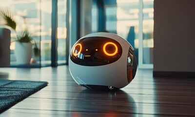 Fototapete - Smart home robot cleaning modern apartment