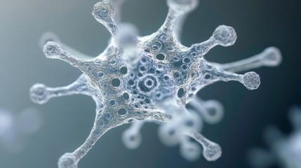 Wall Mural - microscopic view of a virus, detailed structure, complex geometry, scientific accuracy, realistic re