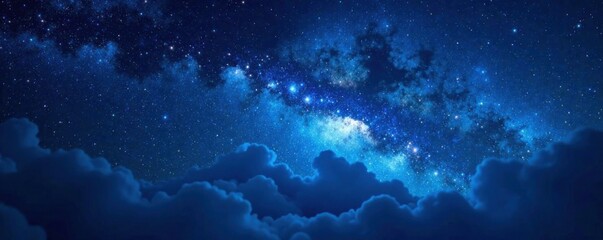 celestial scene with stars in dark blue sky, stars, space, night