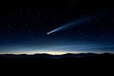 Night sky comet black silver blue realistic raw style