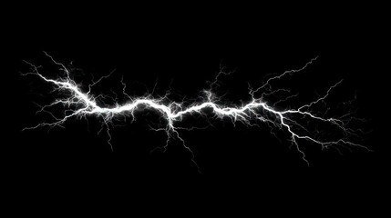 White lightning bolt digital art, black background, energy, design element