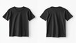 © NAIMAH - Black T-shirt mockup, front & back views, white background, design template