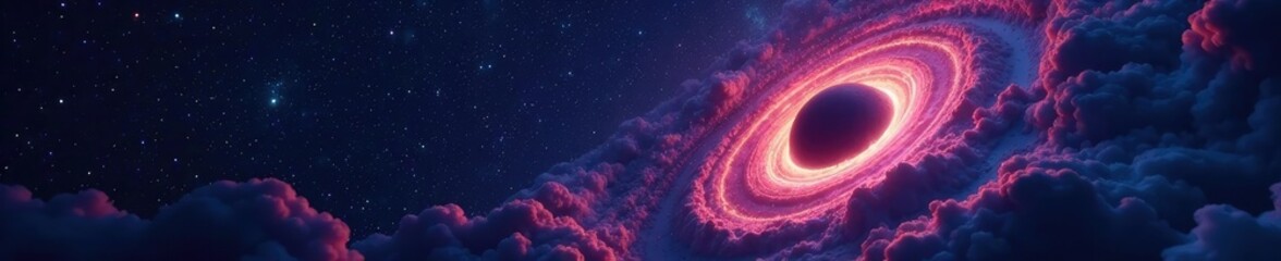 Wall Mural - swirling black hole against a starry night sky background, stars, void