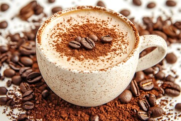 Wall Mural - Creamy Coffee Delight: Cocoa, Beans, Brew