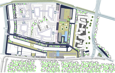 vector illustration sketch drawing detail site plan layout urban planning design