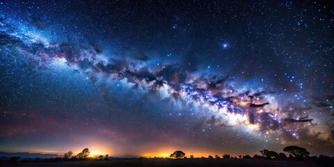 Wall Mural - milky way galaxy shining brightly against a starfield on a clear night sky, milky way, galaxy, stars