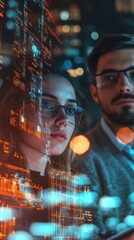 futuristic tech team analyzing data streams