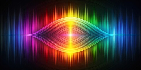 Wall Mural - vibrant spectrum waveform a symphony of color and light, featuring dynamic curvilinear stripes and g
