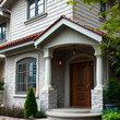 © MatandSterre - Luxury Home Exterior: Modern Stone Facade, Grand Entrance, and Landscaped Pathway